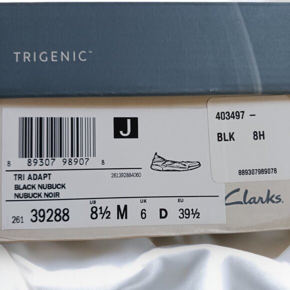 Clarks Tri Adapt Trigenic Shoes - Black Nubuck Leather, Size 8.5, New in Box - Picture 11 of 12